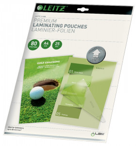 Folie laminare LEITZ UDT, la cald, A4, 80 microni, 25 buc/ set
