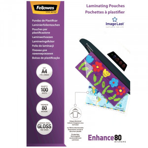 Folie laminat Fellowes, A4, 80 microni, 100 buc/top