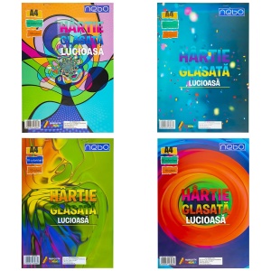 Hârtie glasată lucioasă Nebo, A4, 10 coli/set7