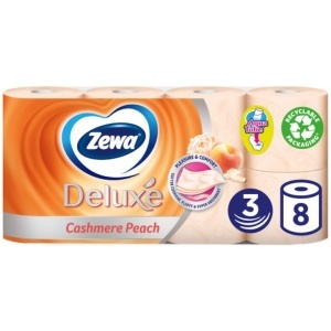 Hârtie igienică, 8 role, 3 straturi, Zewa Deluxe Cashmere Peach