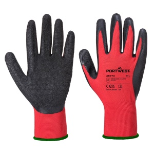 Mănuși de protecție Portwest AB174 CRINKLE, impregnate în latex, Rosu/Negru (Set 12 perechi)