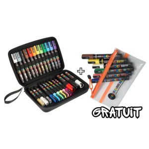 Mapă pvc dur Uniball Posca, echipată cu 24 markere, 26x18x6cm