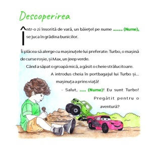 Carte de povești personalizată cu poza și numele copilului – Orașul Mașinuțelor2