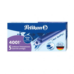 Patroane cerneală Pelikan 4001, dimensiune mare, culoare albastru royal, set 5 bucăți
