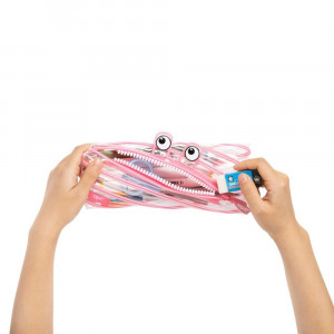 Penar cu fermoar, ZIPIT Clear Monster - roz - Img 3