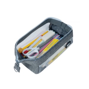Penar cu fermoar ZIPIT Lenny Clear 2 Sides - Gray Hatch4