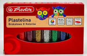 Plastilina, set 8 culori cu sclipici, in cutie de carton - Img 1