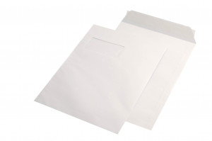Plic C4 (229 x 324 mm), alb, cu fereastră, lipire siliconică, 100 g/mp