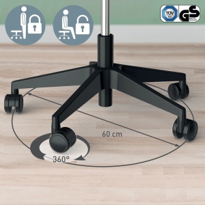 Scaun ergonomic Leitz Ergo, poziție șezut/ în picioare, înălțime reglabilă (47-60 cm), cu roți, gri6