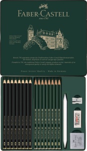 Set 20 buc creion grafit Faber-castell mat + Castell 90004
