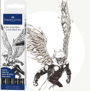Set 4 buc Faber-Castell Pitt Artist Pen Comic, negru2