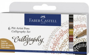 Set 6 buc marker caligrafic Faber-Castell Pitt Artist Pen