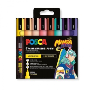 Set 8 culori markere MANGA HERO 8 UNI PC-5M Posca, 1.8-2.5 mm