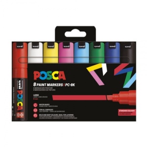 Set 8 culori markere UNI Posca PC-8K, vârf teșit, 8.0mm