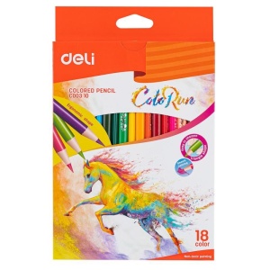 Set creioane colorate plastic Deli Colorun, 18 culori