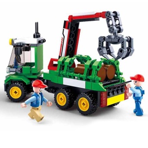 Set de construcție Sluban Farm, 209 piese, Tractor cu remorcă lemne3