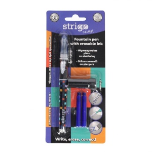 Stilou Strigo cerneală cu ștergere + 2 rezerve + dispozitiv curățare, în blister, Pixel