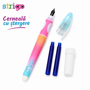 Stilou Strigo cerneală cu ștergere + 2 rezerve + dispozitiv curățare, în blister, Gradient