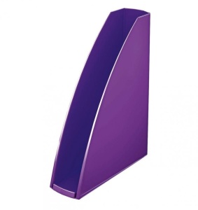 Suport dosare din plastic Leitz WOW A4 75mm, design modern și finisaj lucios.