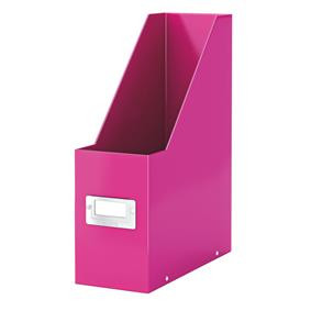 Suport vertical carton laminat Leitz WOW Click & Store A4, pliabil, cu etichetă pentru indexare.