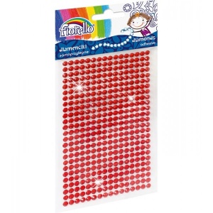 Accesorii creație Fiorello, diamante plastic, roșu, 4mm, autoadezive, blister 400 buc