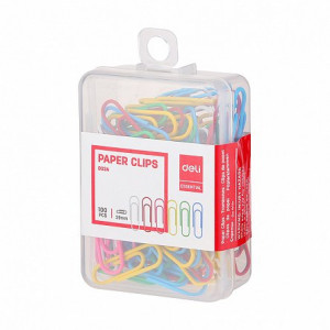 Agrafe metal Deli, 29mm, color, 100 buc, cutie plastic 2