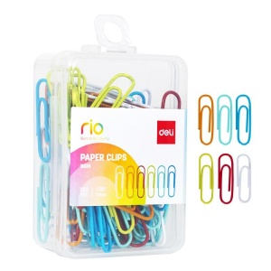 Agrafe metal Deli, 29mm, color, 100 buc, cutie plastic