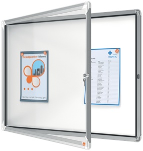 Avizier exterior, oțel emailat, 8x A4, cu ușa și cheie, magnetic, alb, NOBO Premium Plus3