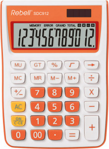Calculator de birou, 12 digits, 145 x 104 x 26 mm, Rebell SDC 912, alb/orange