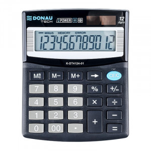 Calculator de birou Donau Tech DT4124, 12 digits, 125 x 100 x 27 mm