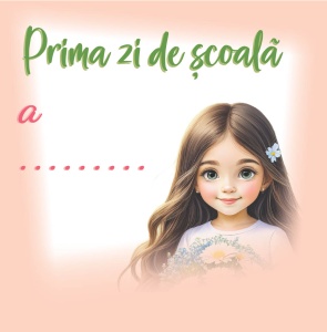 Carte personalizată cu poza și numele fetiței – Prima zi de școală | Poveste și colorat, 20 × 20 cm