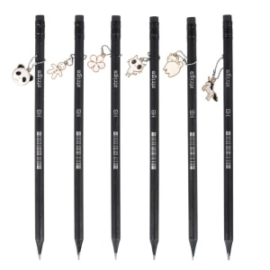 Creion Strigo HB Charms, lemn negru, mix 33 de modele pandantive2