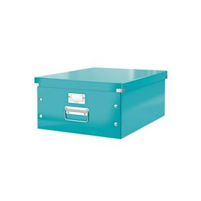 Cutie depozitare carton laminat Leitz Click & Store Mare A3, colțuri metalice, suport etichetă, design modern