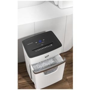 Distrugător de documente HP OneShred 10MC - 10 coli, micro cut (2 x 15mm), nivel securitate 56