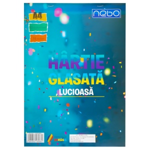 Hârtie glasată lucioasă Nebo, A4, 10 coli/set4