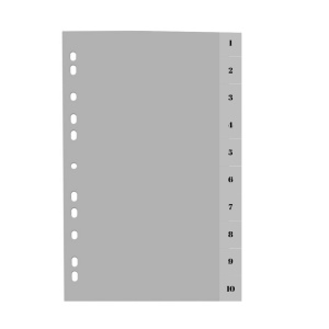 Index plastic gri Optima, A4, 120 microni, numeric 1-10