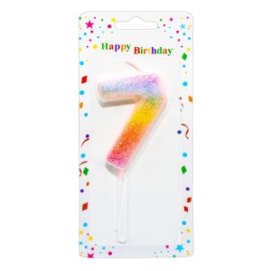 Lumânare aniversară, glitter, pe blister8