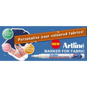 Marker pentru textile, corp metalic, varf rotund 1.2mm - alb, ARTLINE2