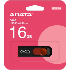 Memorie USB ADATA C008, 16GB, USB 2.0, Negru/Rosu - Img 2