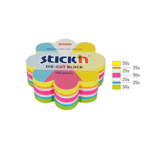 Notes autoadeziv Stick"n - 5 culori fluorescente, 67 x 67 mm, 250 file