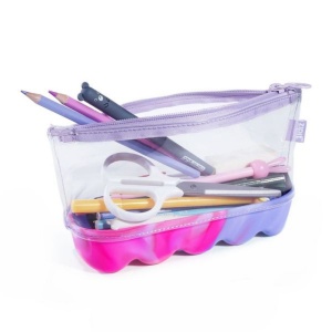Penar cu fermoar ZIPIT Silicone Wave Pouch - Pink-Purple2