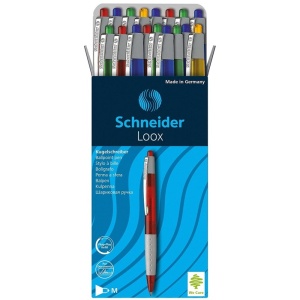 Pix Schneider Loox, rubber grip, clemă metalică, culori asortate, scriere albastră4