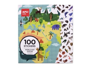 Poster gigant Harta lumii + 100 sticker