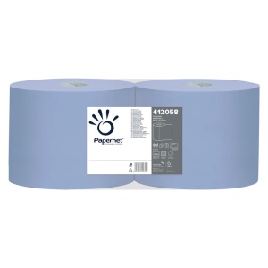 Rolă hârtie industrială albastră Papernet 412058, 2 straturi, 1000 porții, 360 m, dim. lavetă 36 x 21.5 cm