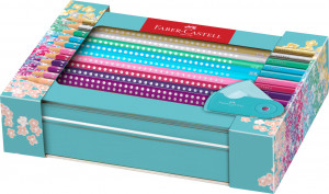 Set 20 creioane colorate Faber-Castell Sparkle + ascuțitoare