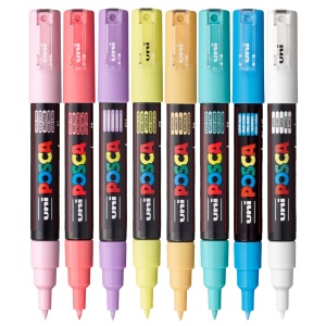 Set 8 culori pastel markere UNI Posca PC-1M, vârf rotund, 0.7mm4