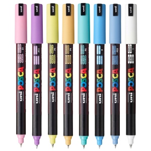 Set 8 culori pastel markere UNI Posca PC-1MR, vârf fin metalic, 0.7mm4