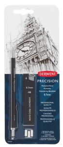 Set creion mecanic Derwent Profesional, 0.7mm, negru + mine + 2 radiere
