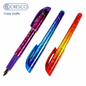 Stilou Cresco Crazy Grafix, peniță iridium, alimentare rezerve, corp plastic diverse culori