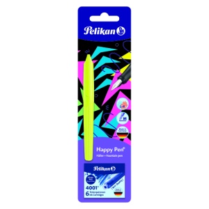 Stilou Happy Pen, culori asortate, penita M, 6 patroane incluse  •    1 stilou + 6 patroane cu cerneala albastru regal  •    Cerneala corectabila •    Potrivit pentru dreptaci si stangaci •    Forma ergonomica •    Penita din otel inoxidabil marimea M •